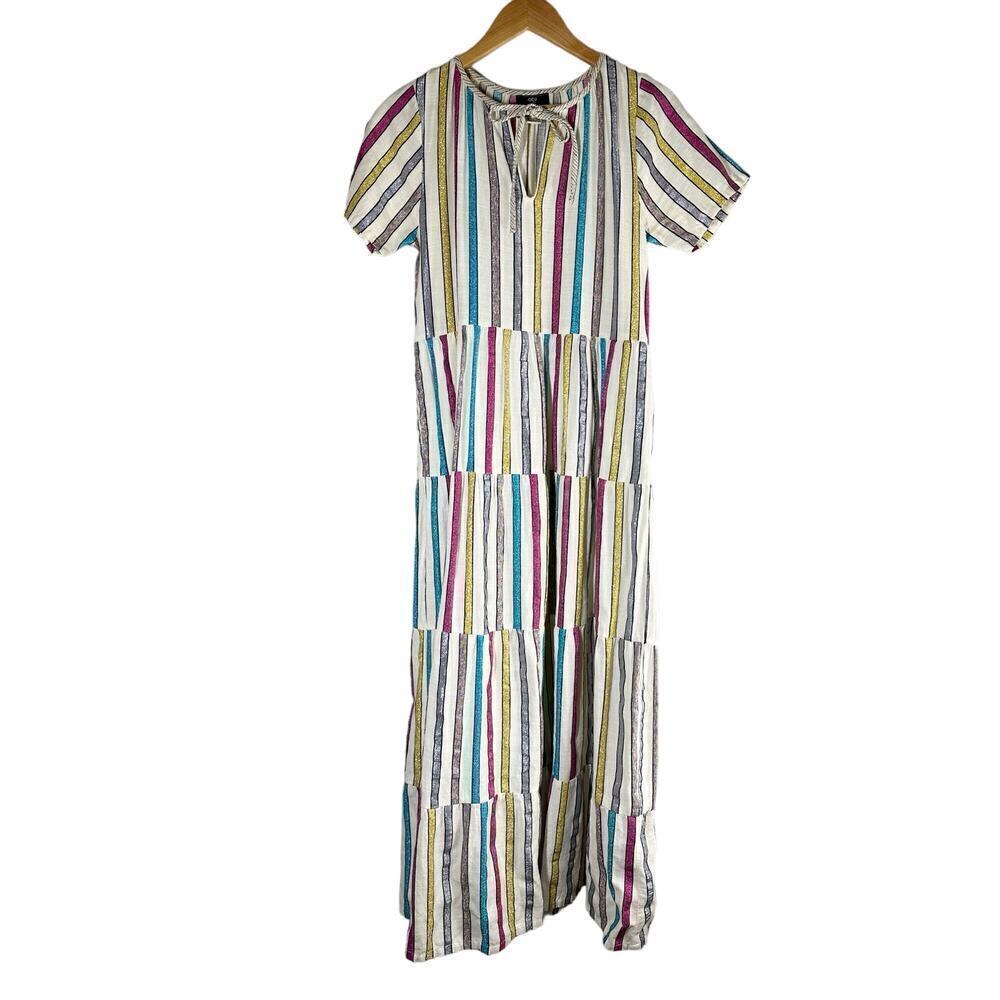 Ace & Jig Metallic Stripe Tiered Midi Dress Size XS